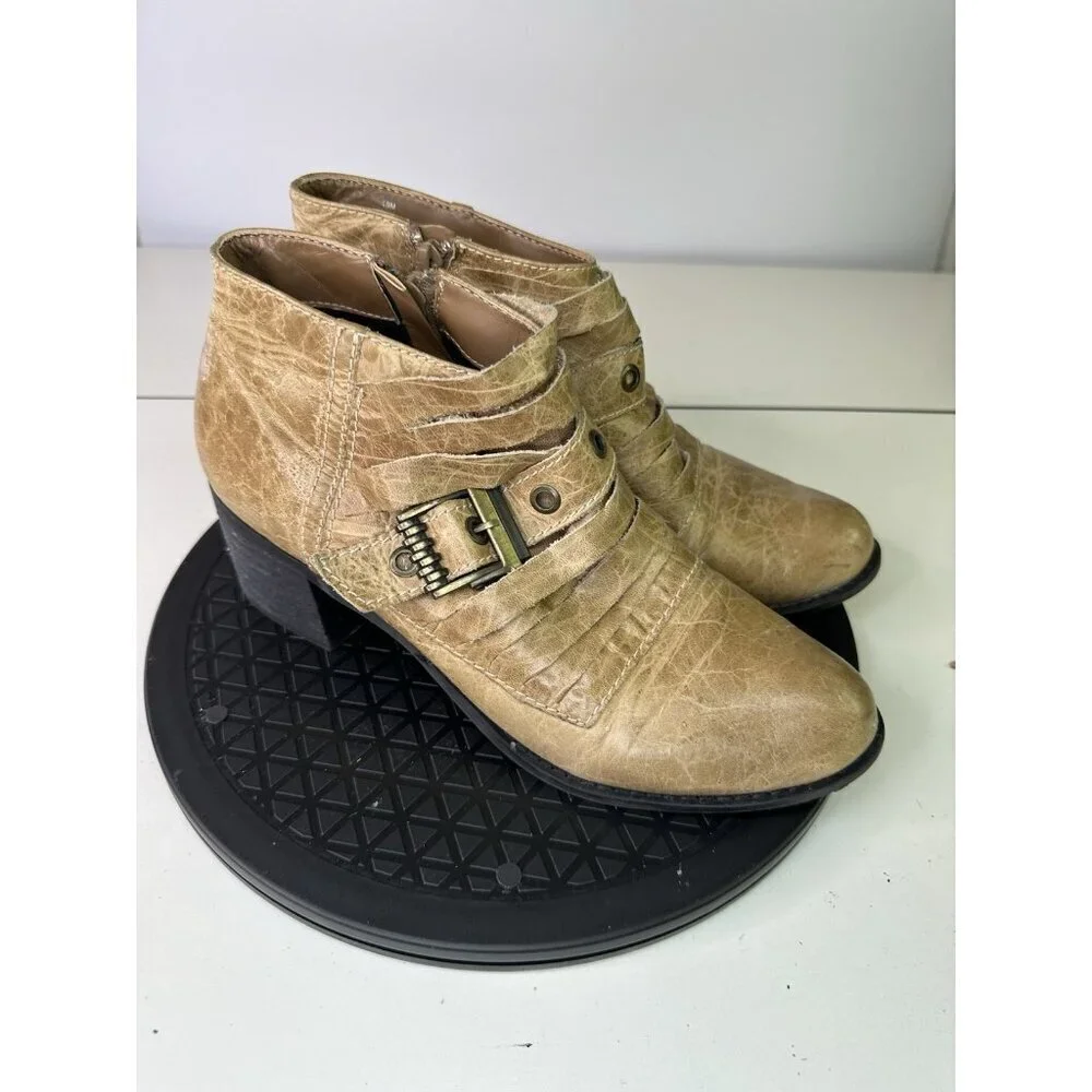 Two Lips Brown Leather Women’s Ankle Boots Sz 10M